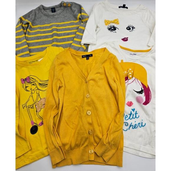 5 Piece Gap Girl's 4/5 Yellow French Tops/Sweater/Dress Lot - Picture 1 of 15